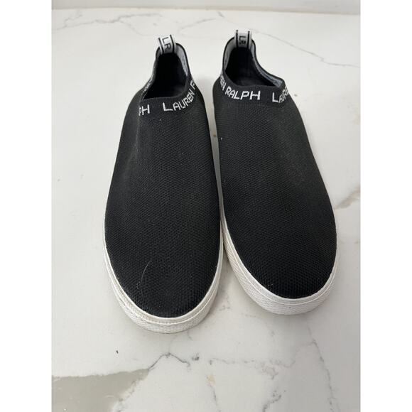 Lauren Ralph Womens 7 Jinny Slip On Sneaker Mesh Black Stretchy Water Shoes - Picture 2 of 4